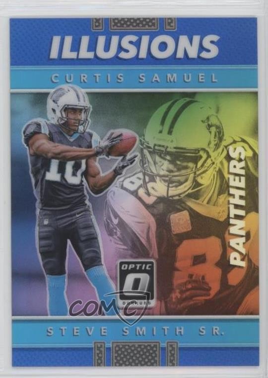 2017 Donruss Optic Illusions Blue Prizm 109/149 Curtis Samuel Steve Smith Sr fm0