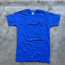 VTG 80s Fruit Of The Loom Blank Selvedge Pocket Tee M Made In USA SingleStitch
