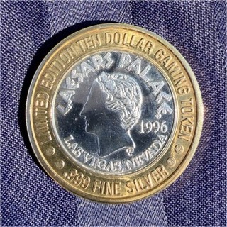 Caesars Palace Las Vegas $10 Gaming Token 1996 .999 Fine Silver