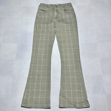 Frame Le Crop Mini Boot Jeans Womens 24 Brown Skyblue Windowpane Plaid Mid Rise