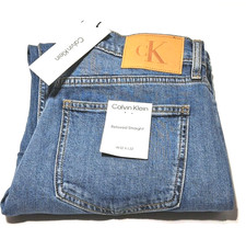 NWT CK Calvin Klein Jeans Mens 32x30.5 Relaxed Straight Tundra Blue Denim
