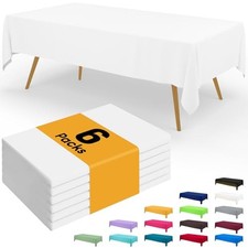 Disposable Table Cloth - 6 Pack, 54 x 156 Inch 54" x 156" - 6 Packs White
