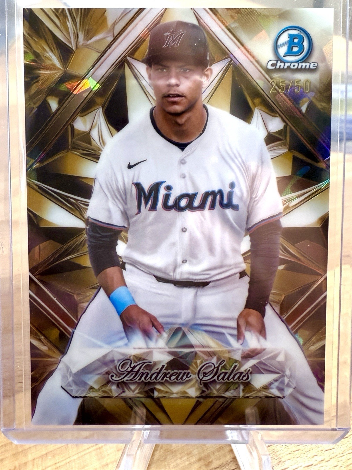 2025 Bowman Chrome Sapphire Andrew Salas🚨Selections Gold Refractor /50🚨Marlins