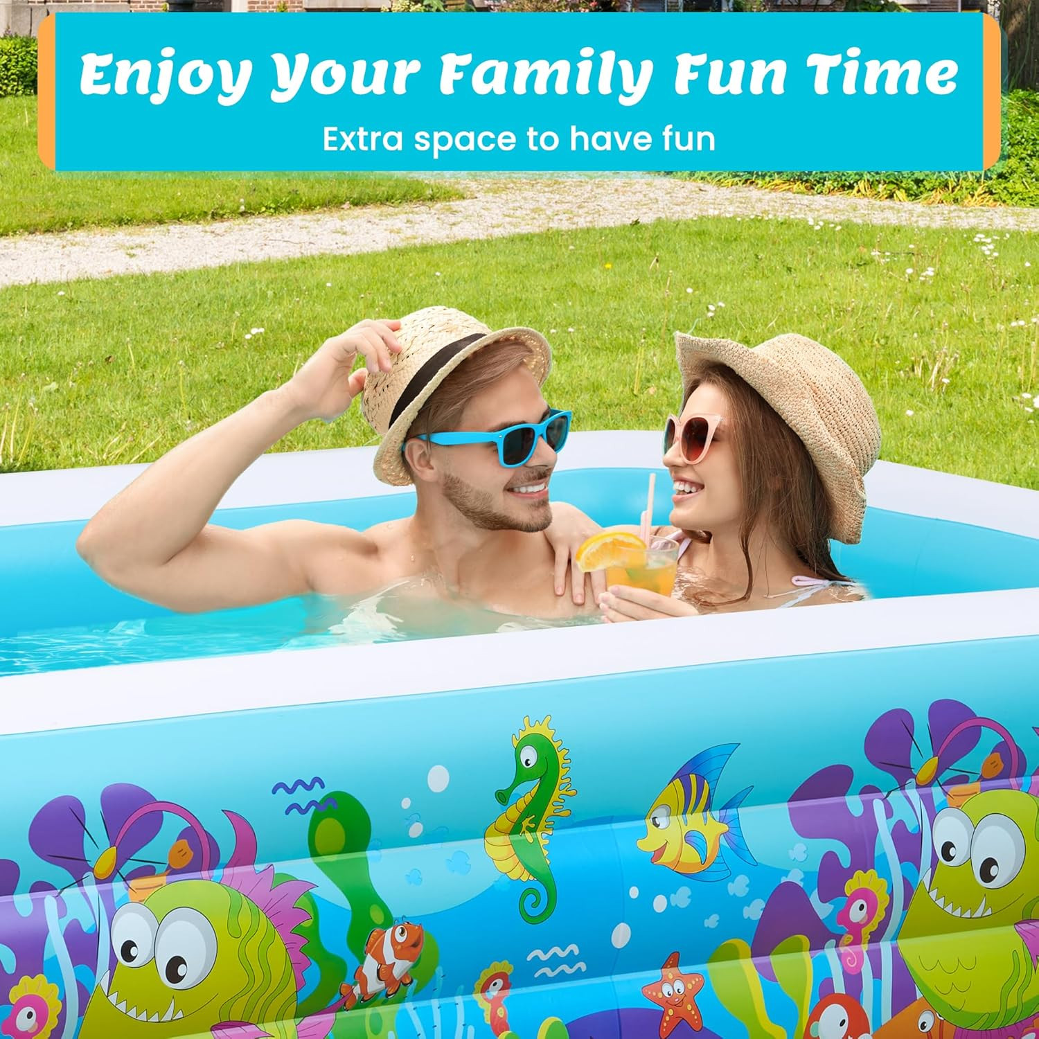 Inflatable Swimming Pool 120"X72"X22" Blow up Pool, Full-Sized above Ground Fami