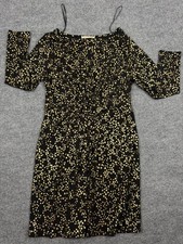 Michael Kors Women's XL NWOT Black & Gold Metallic Star Print Knot-Front Dress