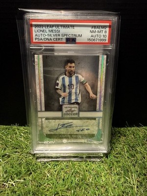 2022 Leaf Ultimate Lionel Messi Silver Spectrum Auto 1/2 PSA 8 Auto 10