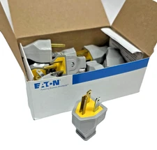 Box of 10 Eaton SA399G Plug, 2-Pole, 15 A, 125 V,   NEMA 5-16, Gray