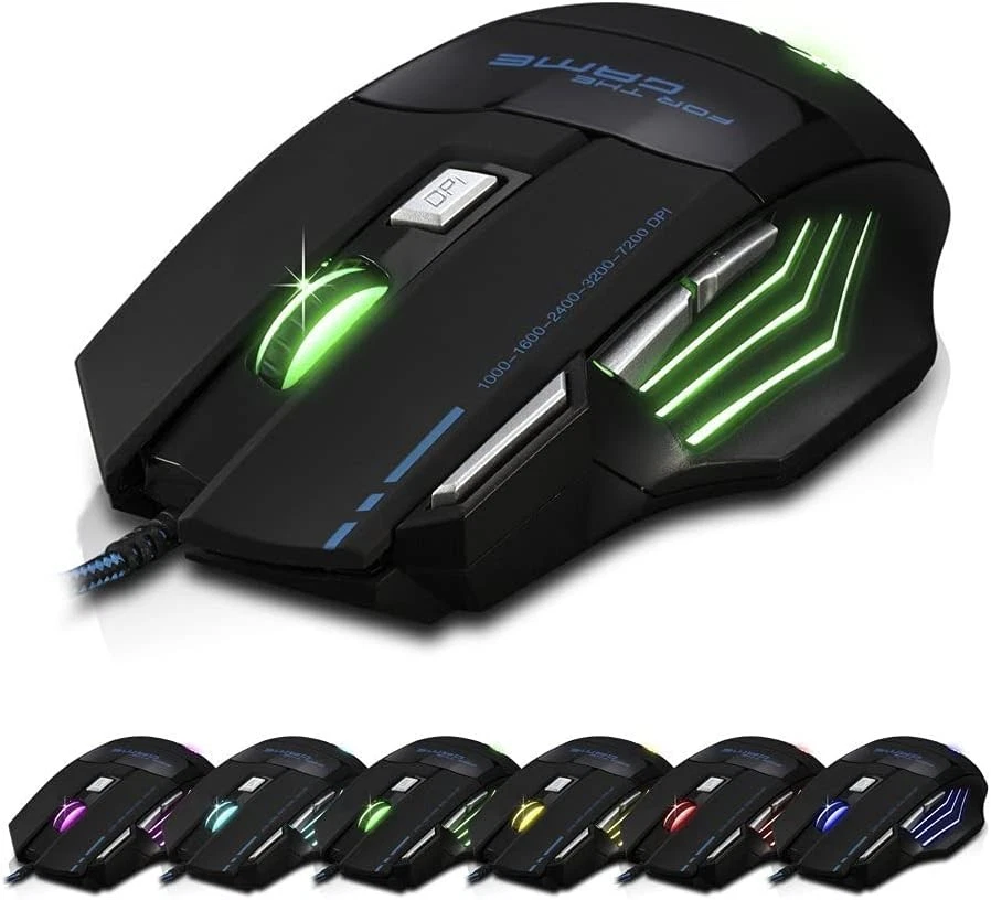 Ergonomic 7200 DPI Wired Gaming Mouse with 7 Buttons for PC & Mac - Black - Image 4 of 4