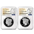 2pc Set - 2024-S $1 Proof Morgan and Peace Silver Dollar NGC PF70UC FR Morgan &