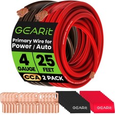 GearIT 4 Gauge Battery Cable - 4 Gauge Wire Kit with 15 Lugs, 20 Heat Shrink ...