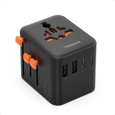 TESSAN International Travel Adapter 2 USB-C 2 USB Wall Plug US to Europe UK JPN