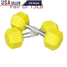 Color Rubber Hex Dumbbell Set 2 Pair Free Weights Home Gym Anti Roll Design New