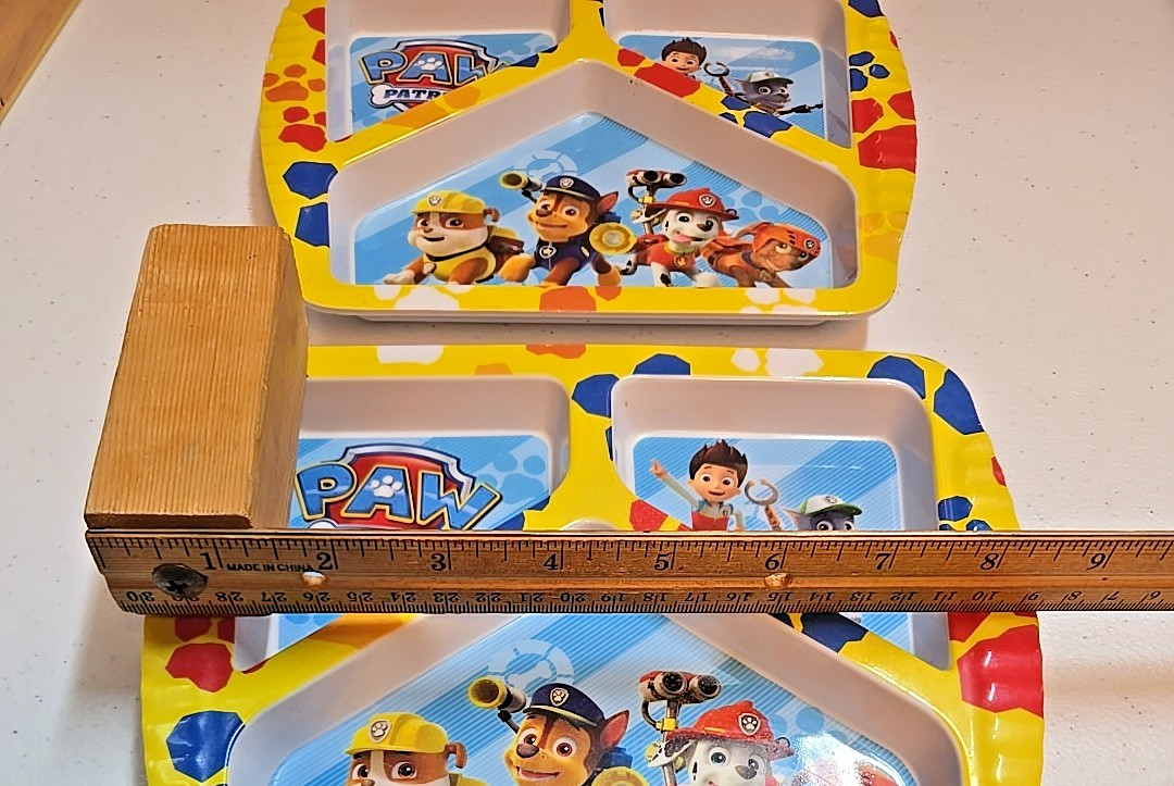 (2) Zak Designs Melamine Three Section Plates; "Paw Patrol"