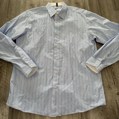 Ben Sherman Dress Shirt Mens Size 16 34/35 Blue/White Striped Button Up - Image 1 of 4