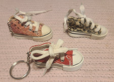 3 Mini Hi-Top Shoe Sneaker Tennis Shoe Keychain Ring Keyholder