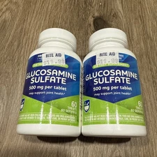 2x Rite Aid Glucosamine Sulfate 500 mg 60 Tablets Joint Health Support Exp 5/26