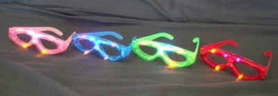 4 pcs Flashing Eyeglasses Assort Color LED Light Up Blinking Novelty Eye Glasses