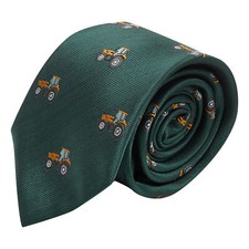 Dark Green Herringbone Embroidered Tractor Tie