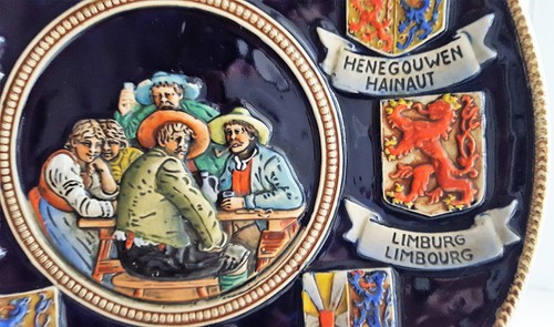 Marzi & Remy Germany Decor Plate Cobalt Enamel Brabant Belgium Coat of Arms - Picture 7 of 12