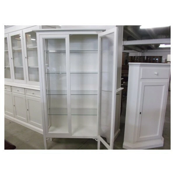 Vitrina Multiusos Cristalera Blanca Mate 4 Estantes De Vidrio Arte Povera - Imagen 3 de 4