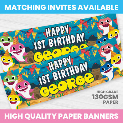 BABY HAI GEBURTSTAGSBANNER PERSONALISIERT BELIEBIGER NAME PARTYBANNER MÄDCHEN JUNGE