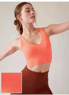 Athleta Aurora Seamless Crop Rib Tank ''Sunset Glow'' Coral Small NWT