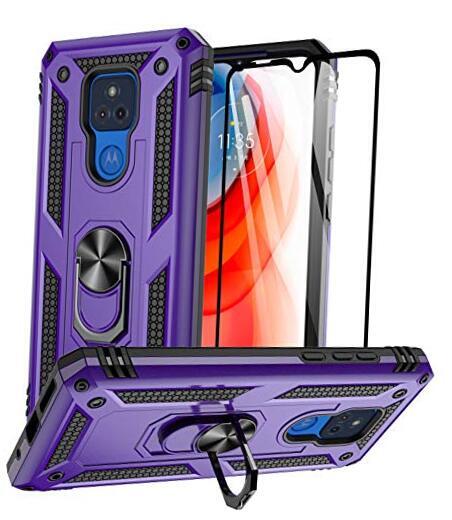 Moto G Play 2021 Case with Tempered Glass Screen Moto G Play 2021 Case Purple