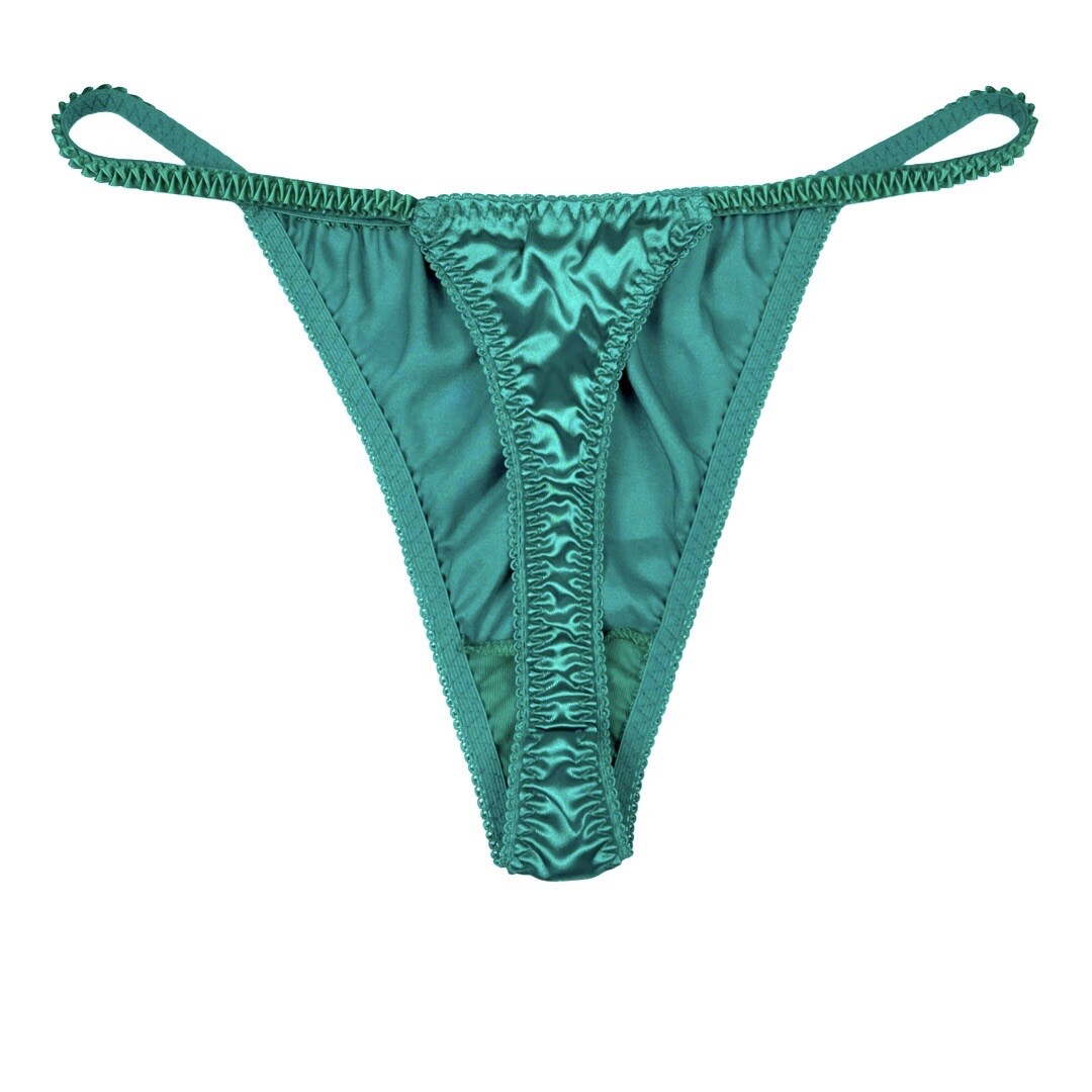 Satin String Bikini & Thong Green XXL Gem