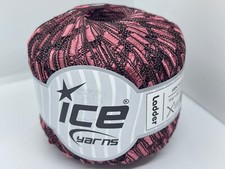 Light Rose Pink on Black Ladder Yarn 34023 - Ice Trellis Ribbon Yarn 50g 164y
