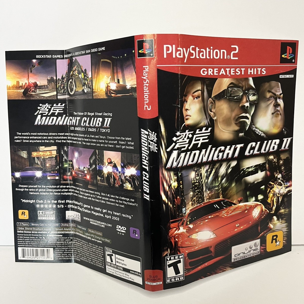 PS2 Original Midnight Club 2 Greatest Hits Cover Art only