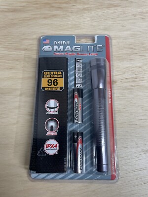 Mag-Lite Krypton Bulb, 14 Lumens, Mini Flashlight Gray Aluminum Body, 2 AA Al...