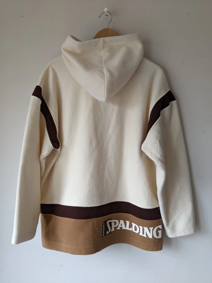 Chaqueta polar con capucha grande beige Spalding para hombre Foto 3 de 4