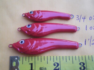 Lot 24 Leurres Shad/Jig 1.5oz, 1oz, 0.75oz - Rouge/Blanc, Fabriqués USA