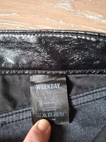 WEEKDAY 40 schwarz Hose Biker Viskose Polyester Damen Reißverschlüsse silber - Bild 7 von 14