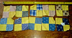Lot of vintage handmade quilt blocks squares blue yellow country chic