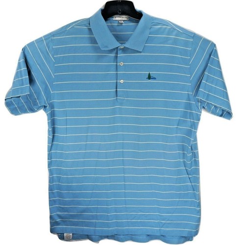 Peter Millar Herren Poloshirt hellblau weiß XL gestreift