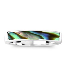 Rectangular Bar Abalone Shell Inlay Sterling Silver Ring-10