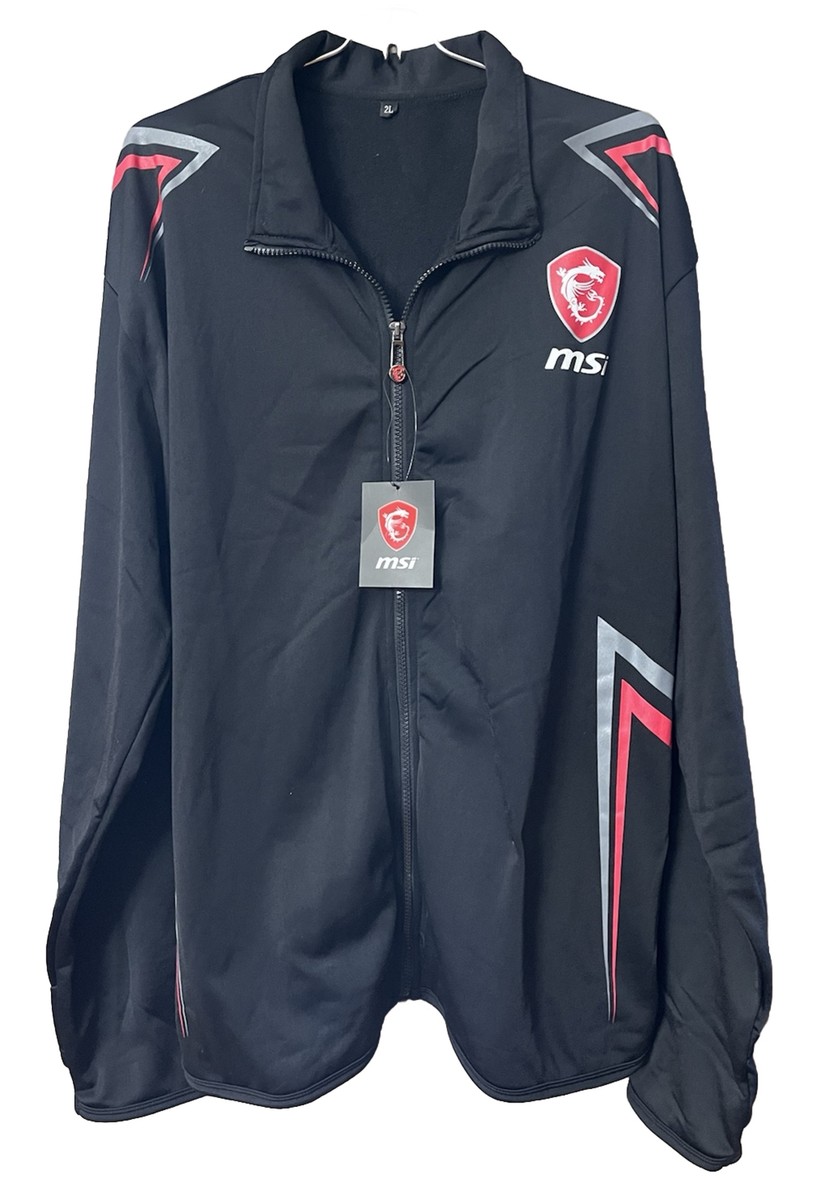NWT MSI Gaming True Gaming Track Jacket Mens SZ 2L Black Red