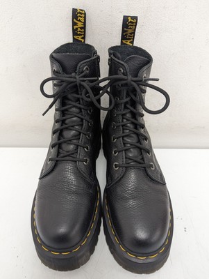 DR. MARTENS JADON III PISA BLACK LEATHER PLATFORM BOOTS, UK9 US10 
