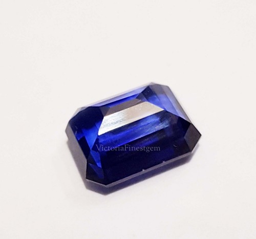 Certified 10.40 CT Natural Blue Sapphire Emerald Shape Ring Size Loose Gemstone - Picture 8 of 9