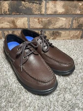 Apex Men's 12.5 X-WIDE Brown Leather  Boat Shoes Oxford Slip Resistant, A1100M