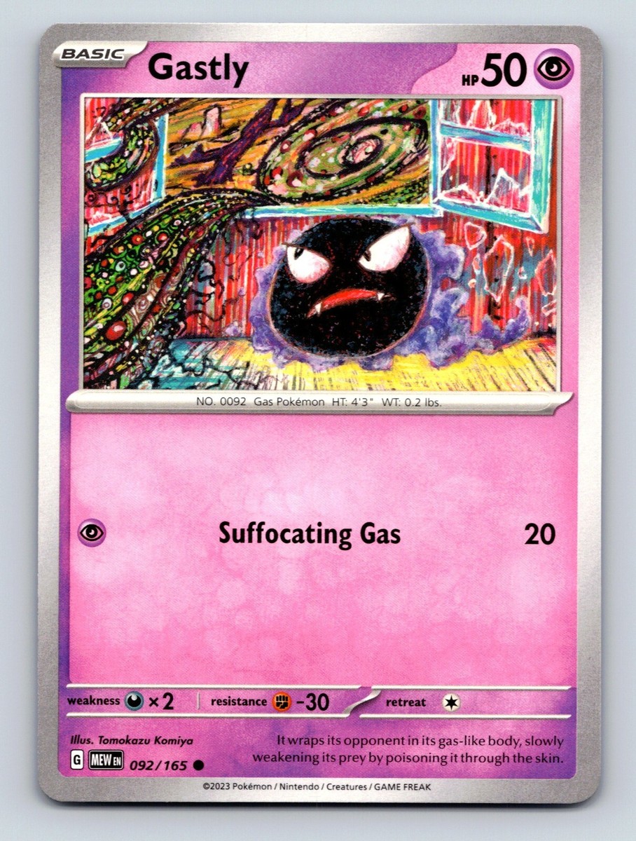 Gastly HP 50 Suffocating Gas Attack Pokémon Card Colorful Purple