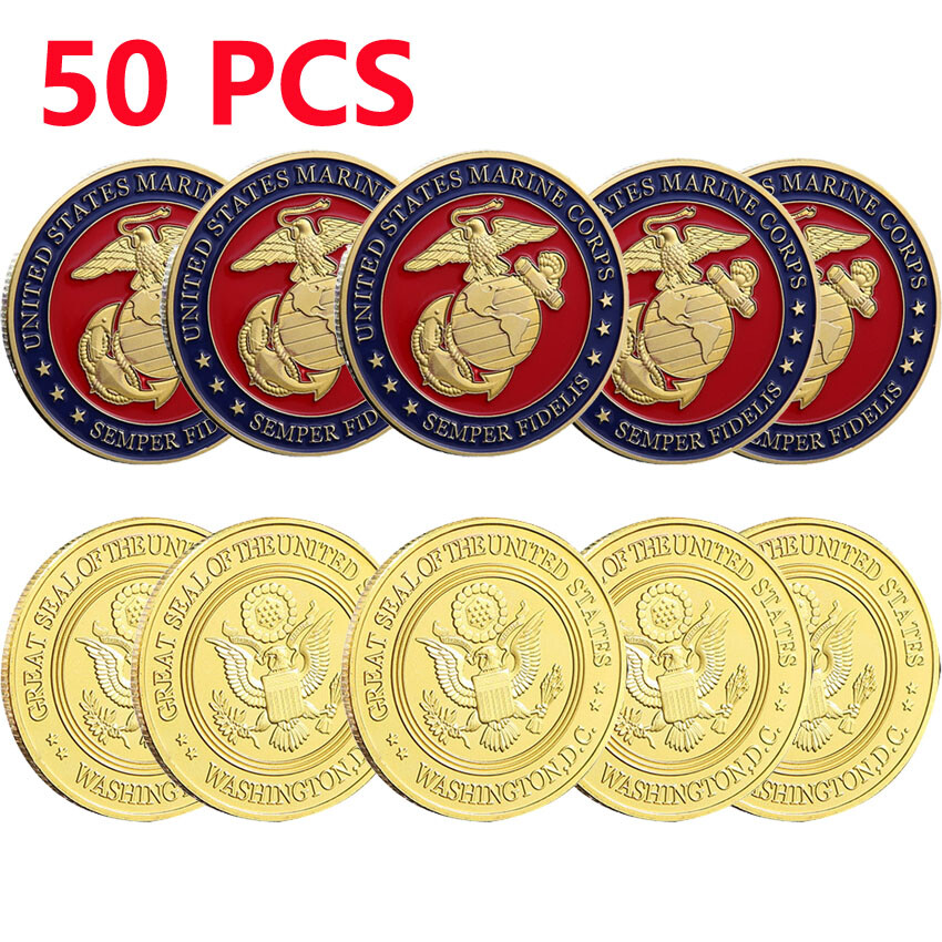 50PCS U.S.A Marine Corps Semper Fidelis Challenge Coin Militaria Commemorative