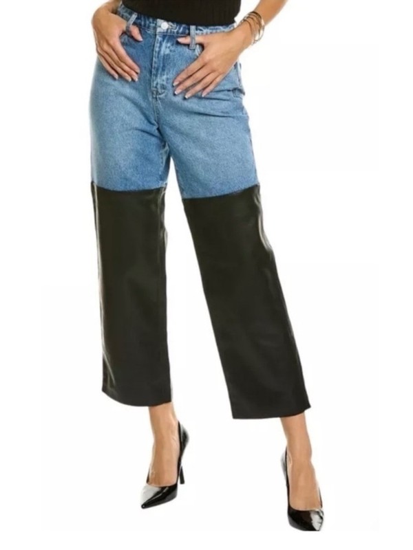 Blank NYC The Baxter Ribcage Straight leg Two-Tone Blue Black Jeans Colorblock