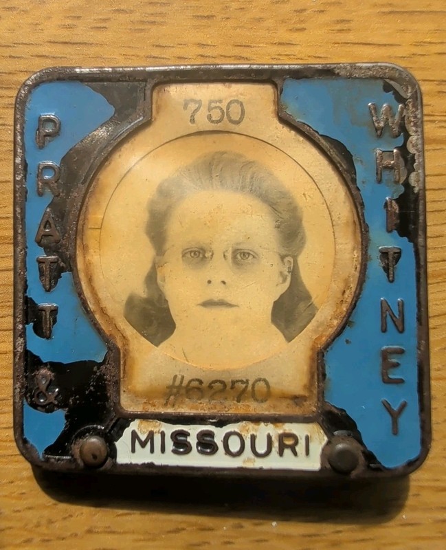 Antique Pratt & Whitney Employee ID Badge With Picture And Intact Pin