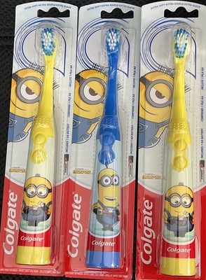 Lot Of 3 Colgate Kid Electric Toothbrushes Minions Themed; Extrasoft Bristles