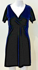 Vintage 90s La Belle Velvet Dress Womens M Navy Blue Empire Waist Whimsigoth