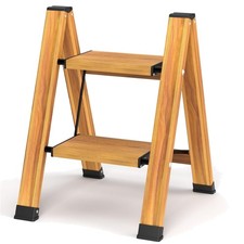 Kleiner Leiter Trittleiter Klappbar Aluminium Holzmaserung Haushalt