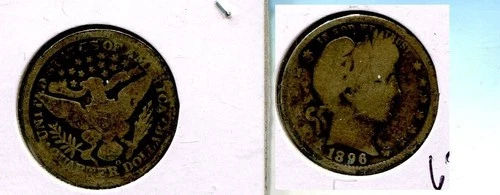 1896 O BARBER SILVER QUARTER AG 6800T
