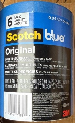 Scotch Blue Original Multi-Surface Painter's Tape, 6 Tape Rolls,0.94 in x 60 yd